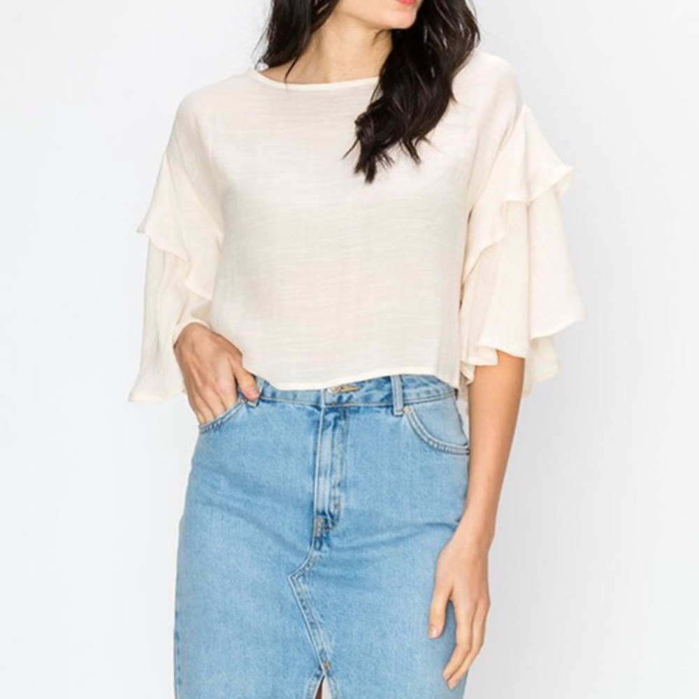 NWT Cream Blouse Short Sleeve - Picture 2 of 4